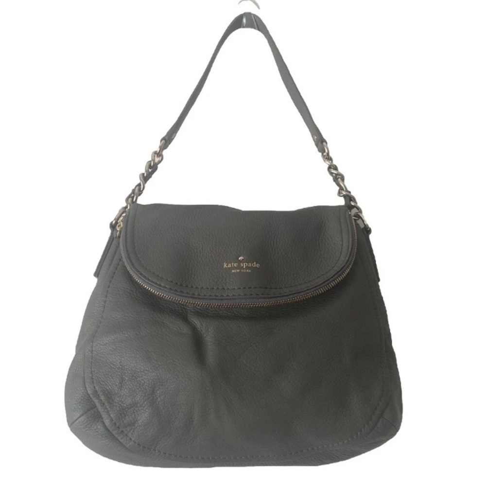 Kate Spade Gray Pebbled Leather Cobble Hill Penny Hobo Bag with Dust Bag Purse